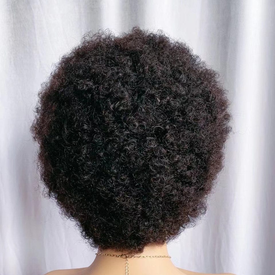 Perruque afro-africaine en dentelle frontale, cheveux naturels, pelucheux, bouclés, chenille, couverture de cheveux courts
