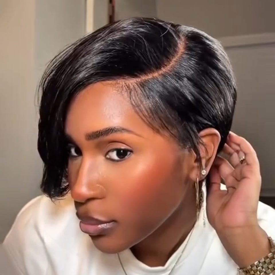 AILUXY Courte vibrante 100% Cheveux Humains Identique à l'image meilleures perruques