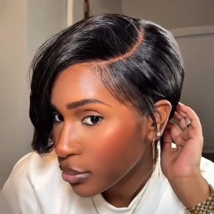 AILUXY Courte vibrante 100% Cheveux Humains Identique à l'image meilleures perruques