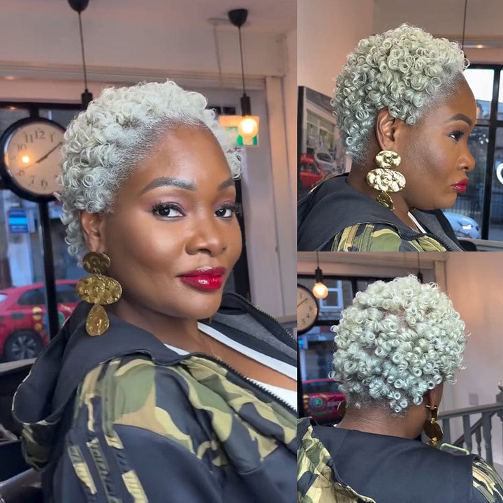 Ailuxy  Perruque Lace 13X4 couleur #60 Perruques couleurs vives afro