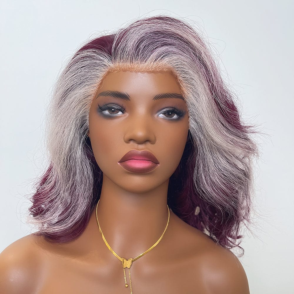 AILUXY 13X4 Lace Perruque bleu Rose Lisse Longue Perruque 200% Densité 100% Cheveux Humains