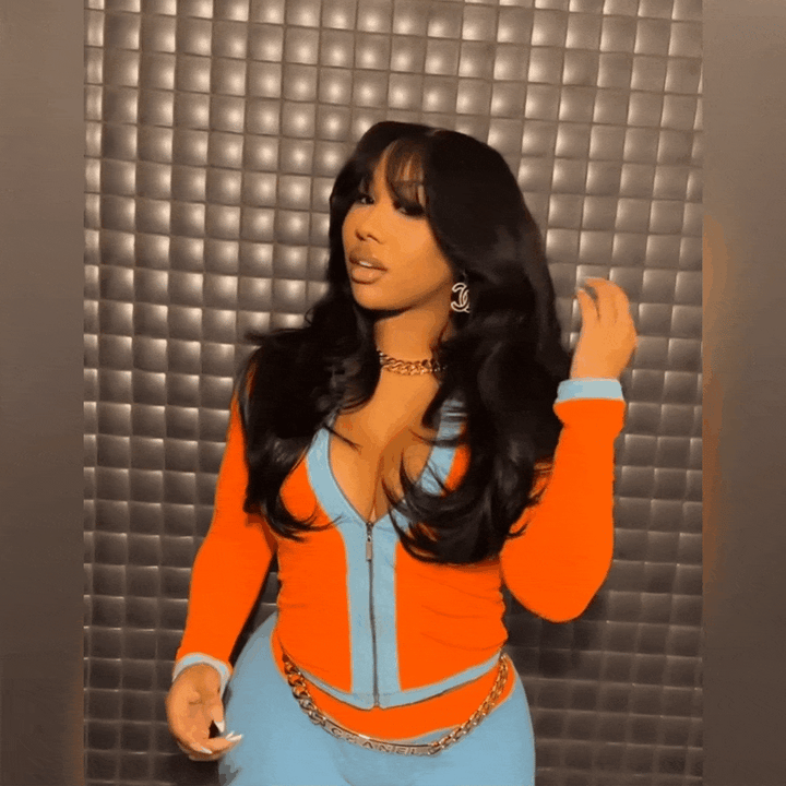 (En France)AILUXY Perruque Mécanisée Mi-Longue à Frange Parfaite - Transformation Instantanée