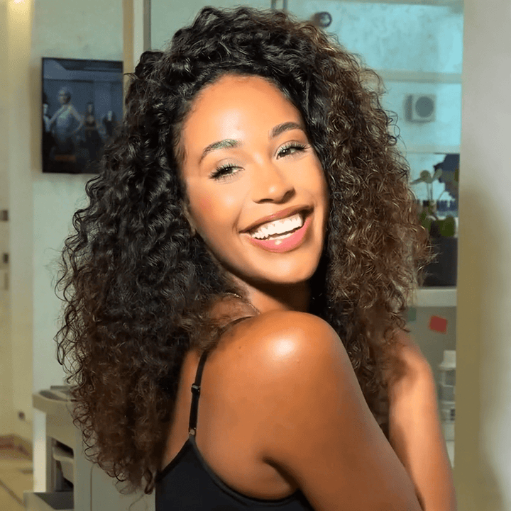 AILUXY 13x4 Lace Frontal 1bt4 curly  Perruque Court et Frisé Volume Maximum et Attitude