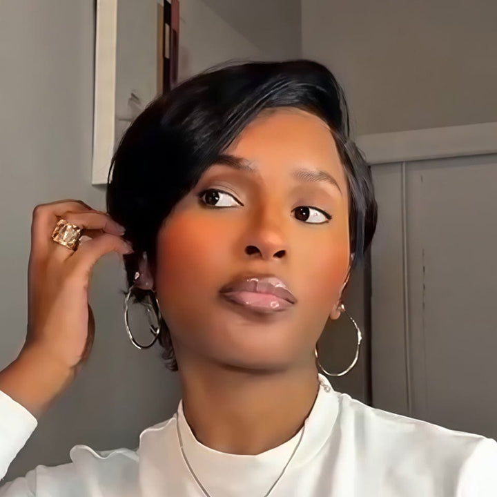 AILUXY Courte vibrante 100% Cheveux Humains Identique à l'image meilleures perruques