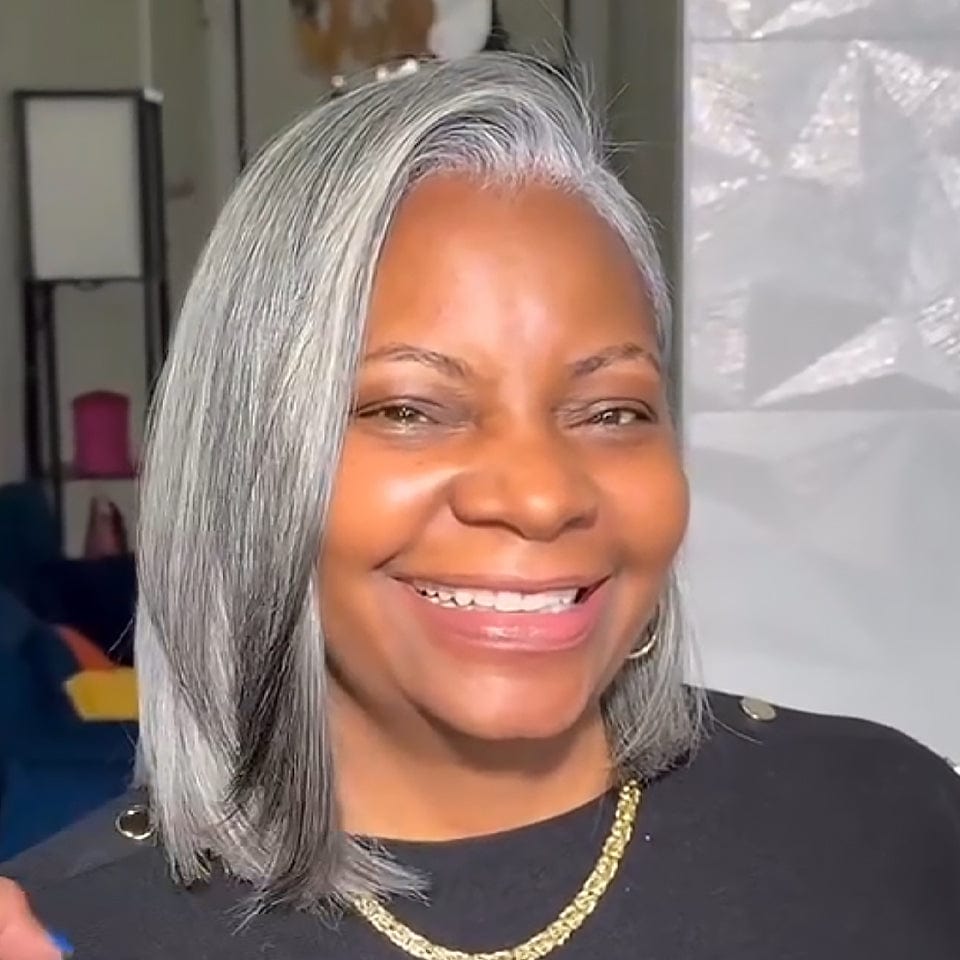 AILUXY Perruque personnalisée avancée Salt &pepper perruque