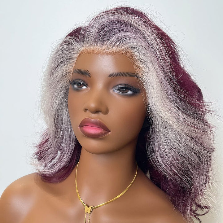 AILUXY 13X4 Lace Perruque bleu Rose Lisse Longue Perruque 200% Densité 100% Cheveux Humains