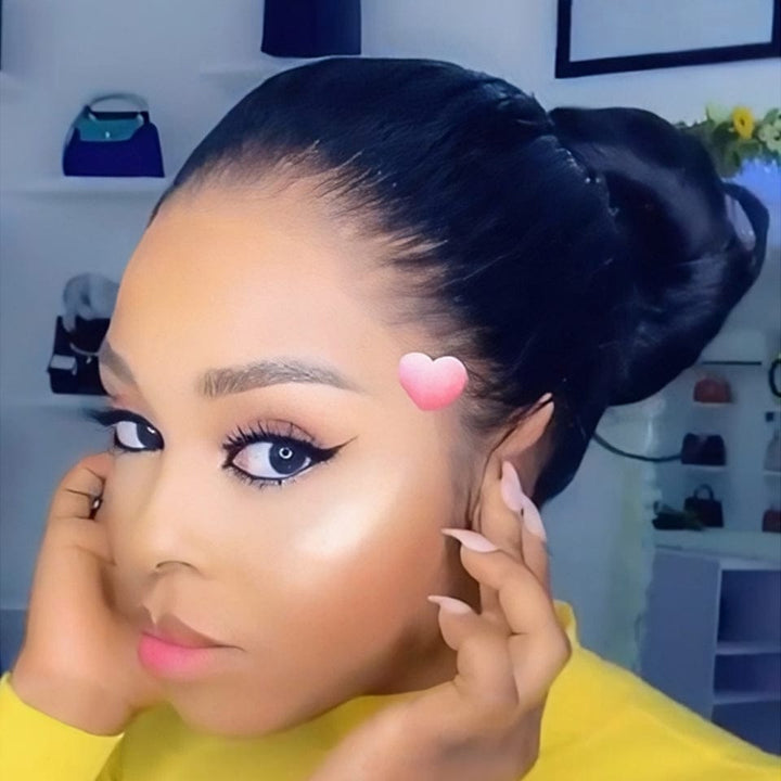 AILUXY 360 Lace Frontal Perruque Lisse Longue Noir 100% cheveux humains comme sur la vidéo 2 - 3 jours reçus+Un beau cadeau