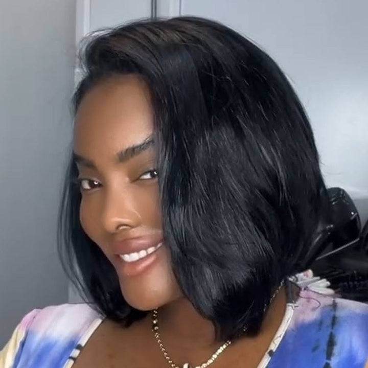 Ailuxy Couleur Noir Perruque 13x4 Bob 8pouces