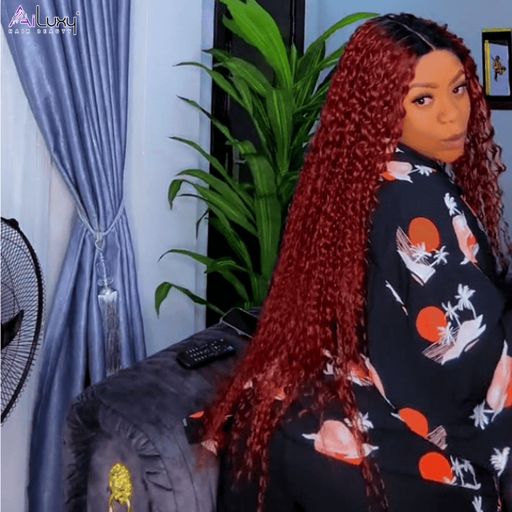 AILUXY 13x4 Lace Perruque Lisse Bob Perruque Courte 1B99J 200% densité 100% cheveux humains