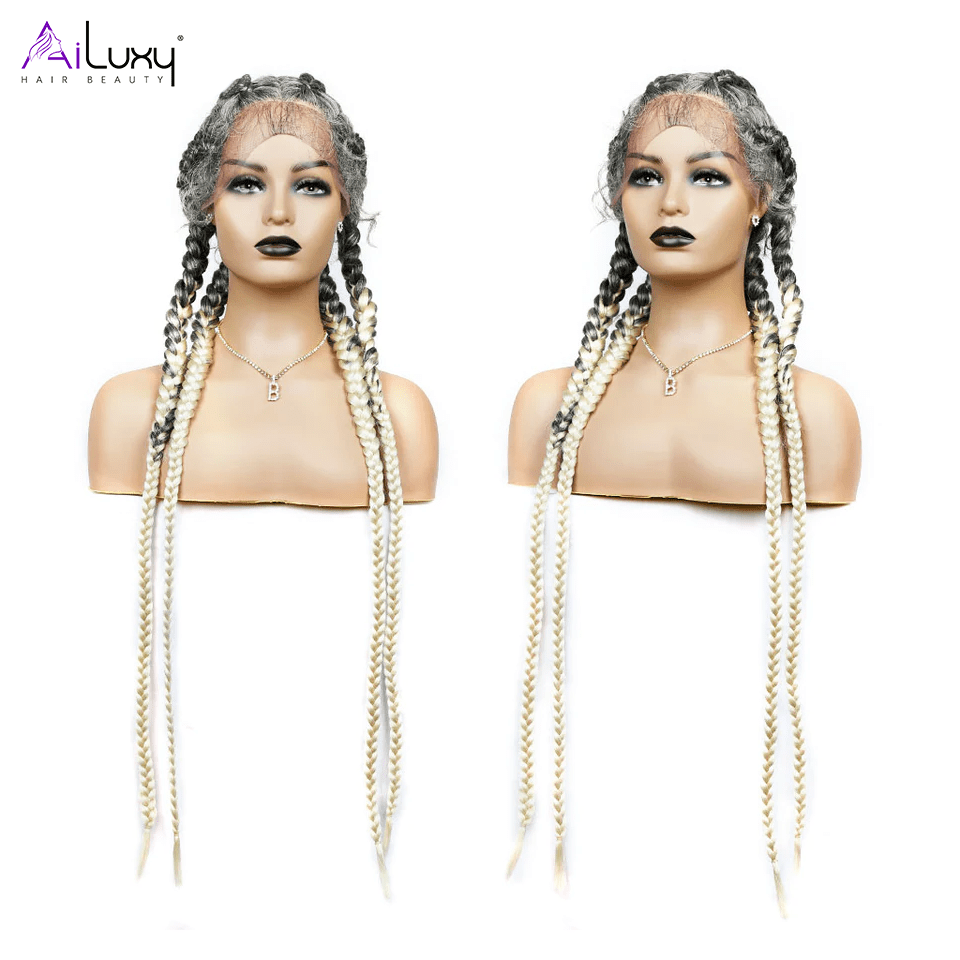 AILUXY Braid Perruque 100% Cheveux Humains