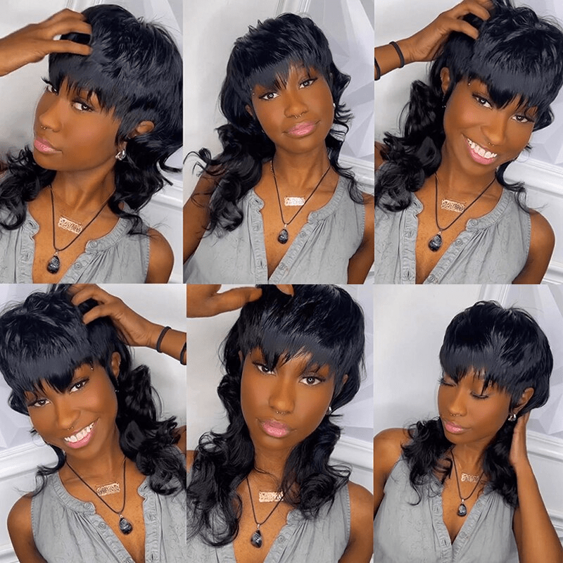 AILUXY Perruque Style Mullet Glueless et Confortable 16pouces