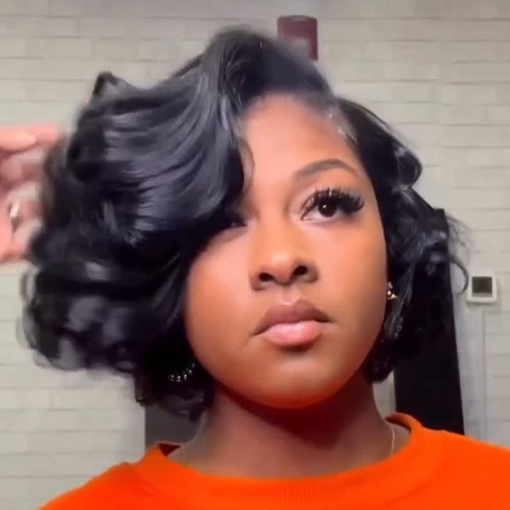 AILUXY Courte 13x4 Lace frontal Noir Sasa Bob Perruque  comme sur la vidéo 2 - 3 jours reçus+Un beau cadeau