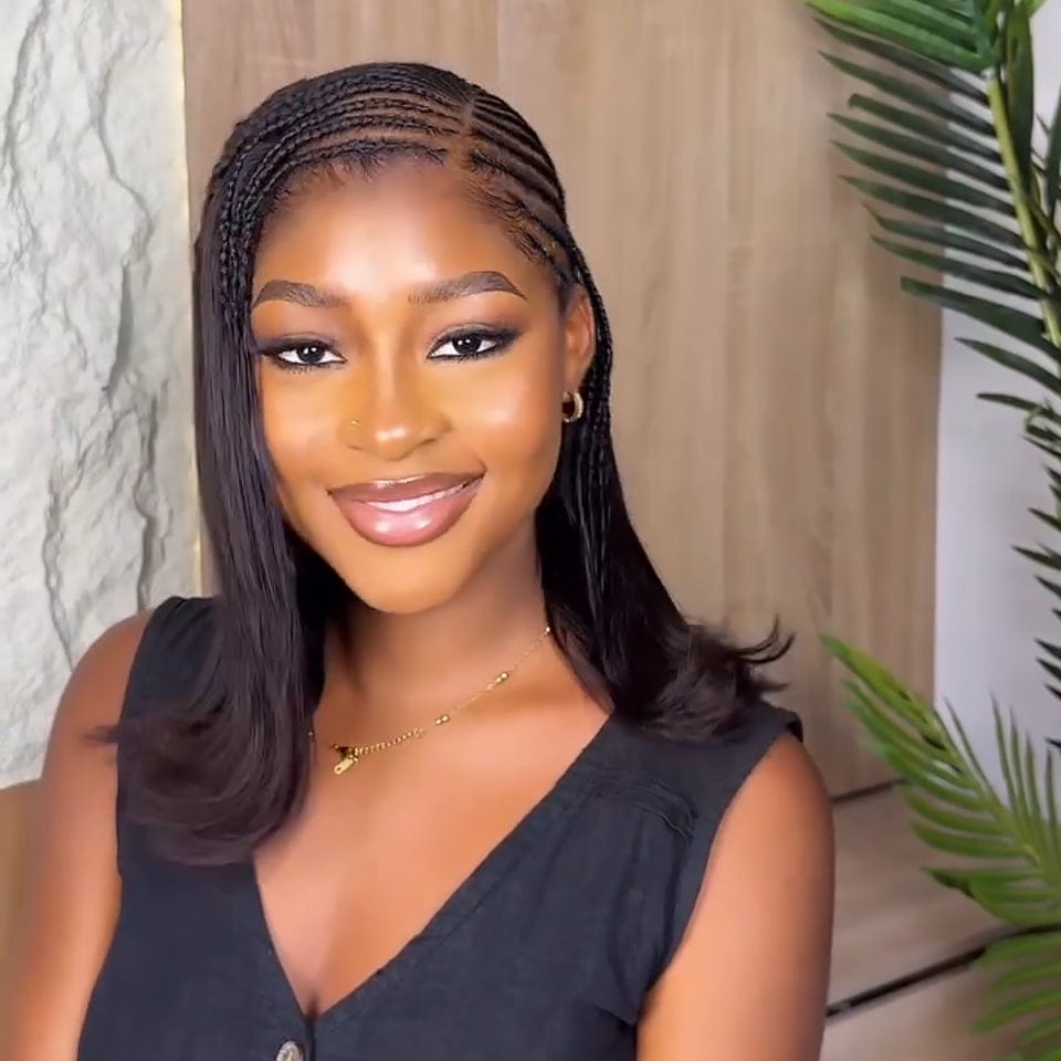 AILUXY 100% identique Tressée perruque Légères lace 13x4 bob lisse 5.0