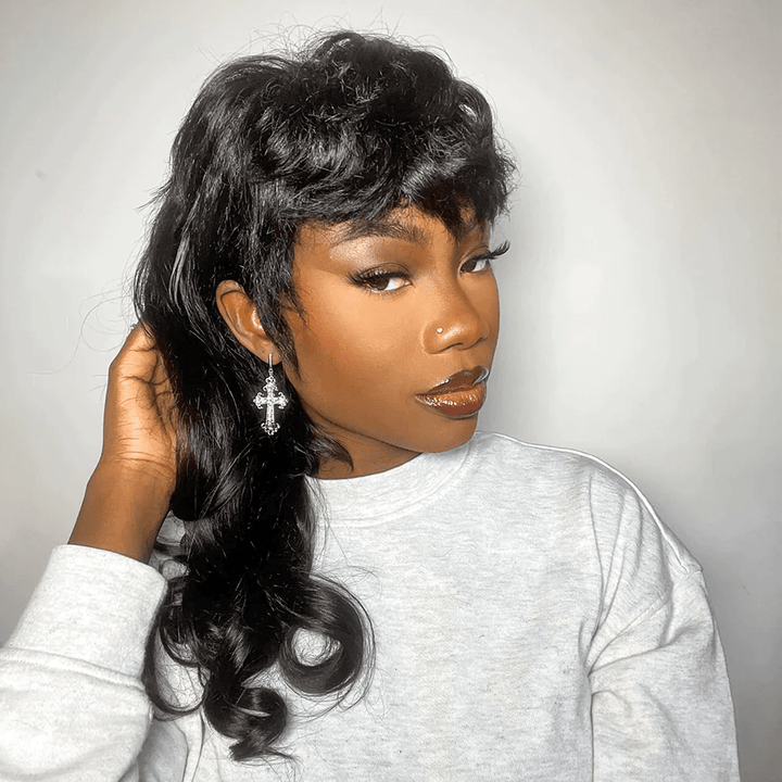 AILUXY Perruque Style Mullet Glueless et Confortable 16pouces