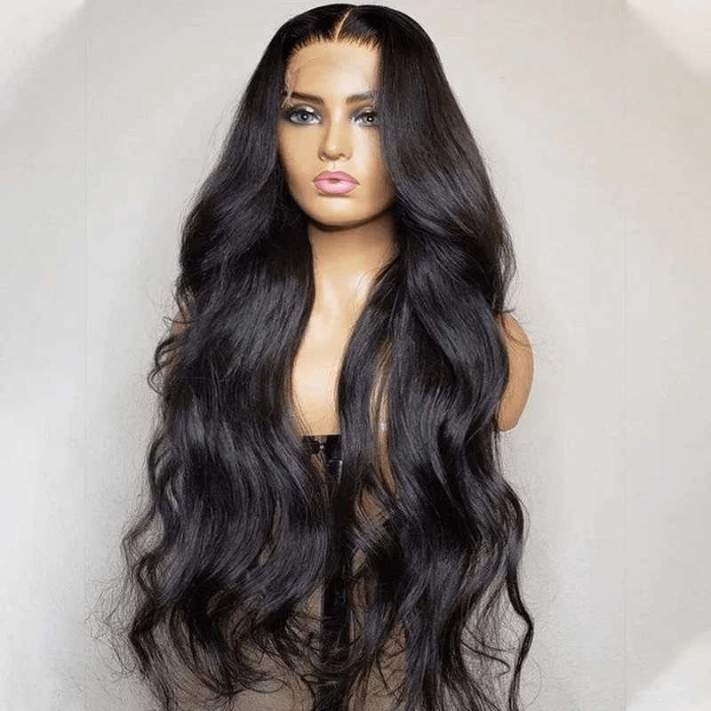 AILUXY 13x6 Lace Frontal Body Wave Longue Noir Perruque 100% Cheveux Humains NEW