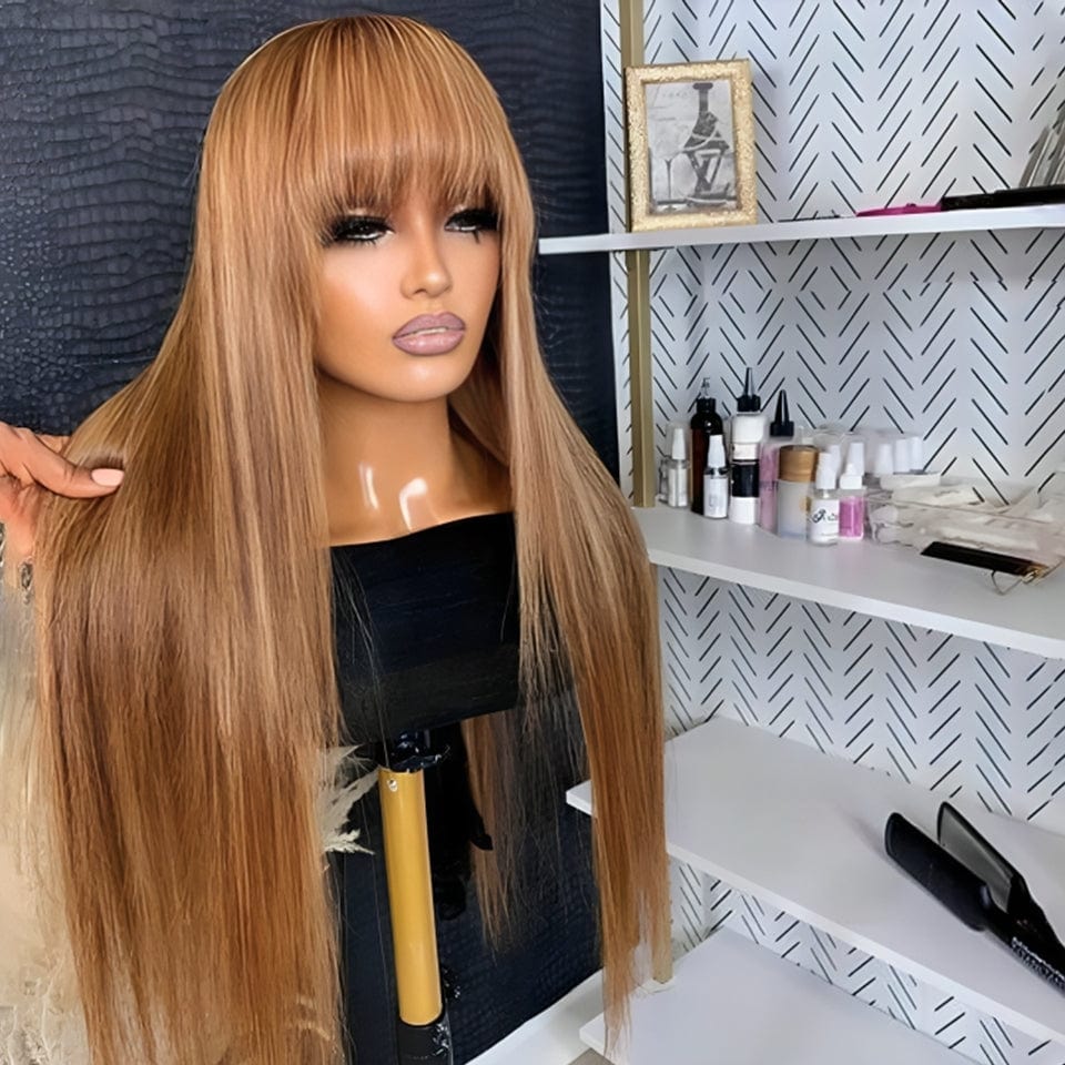 AILUXY Perruque Mixte Lisse Longue Avec Frange