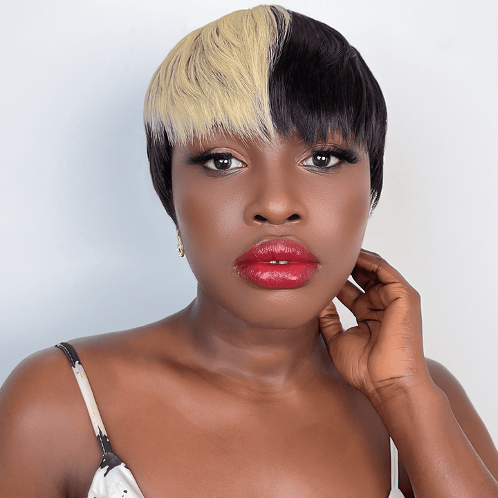 AILUXY Lisse Courte identique à l'image Perruque 100% Cheveux Humains comme sur la vidéo 2 - 3 jours reçus+Un beau cadeau