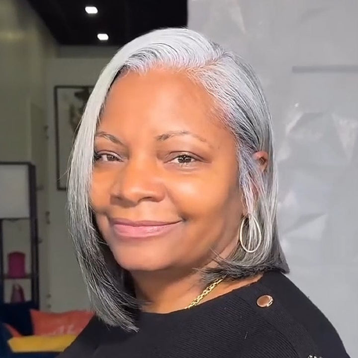 AILUXY Perruque personnalisée avancée Salt &pepper perruque