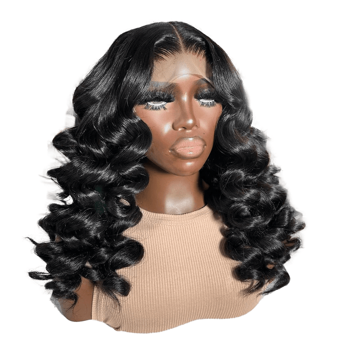 La Mode AILUXY 13x4 Lace Frontal Perruque Natural Wave Courte Noir Bob Perruque