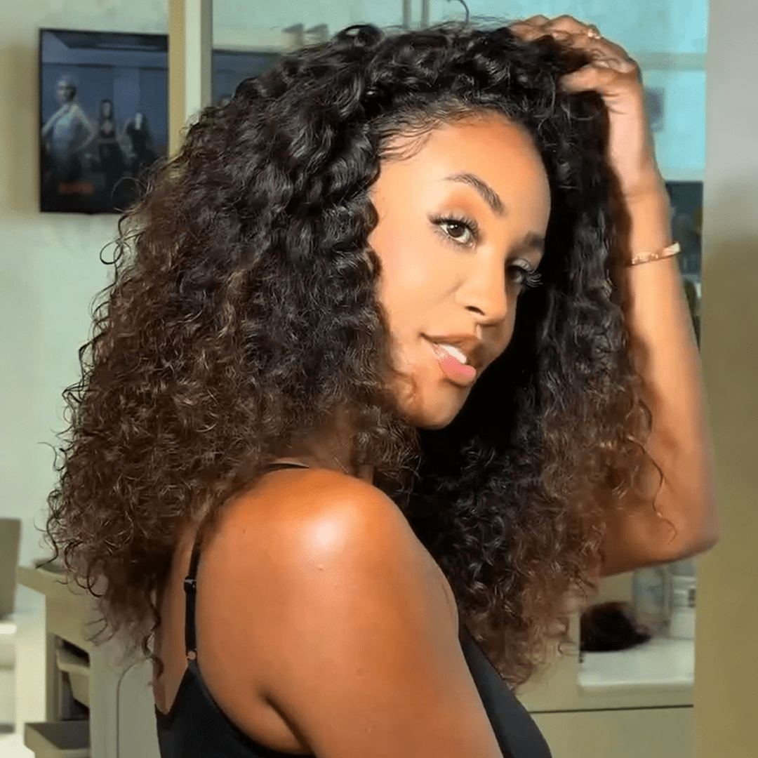 AILUXY 13x4 Lace Frontal 1bt4 curly  Perruque Court et Frisé Volume Maximum et Attitude