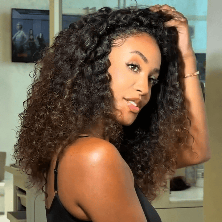 AILUXY 13x4 Lace Frontal 1bt4 curly  Perruque Court et Frisé Volume Maximum et Attitude