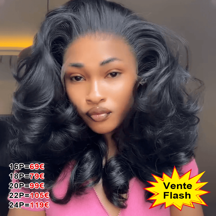 AILUXY 13x4 Lace Body Wave Longue Noir Perruque VENTE FLASH 24heures