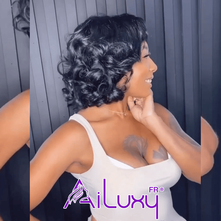 En france AILUXY 13x4 Lace Closure Perruque Catherine Wave Longue Couleur naturelle 100% cheveux humains 250% densité comme sur la vidéo 3 - 4 jours reçus+Un beau cadeau