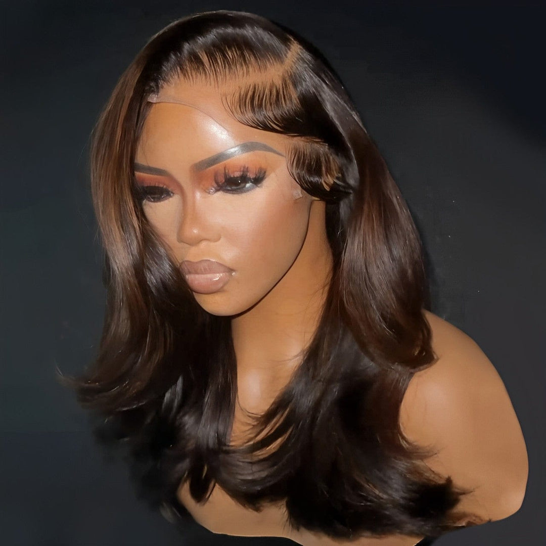 AILUXY 4x4 Lace Même couleur que l'image Body Wave Longue Perruque 100% Cheveux Humains 100% Cheveux Humains comme sur la vidéo 2 - 3 jours reçus+Un beau cadeau