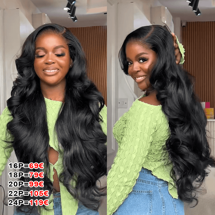 AILUXY 13x4 Lace Body Wave Longue Noir Perruque VENTE FLASH 24heures