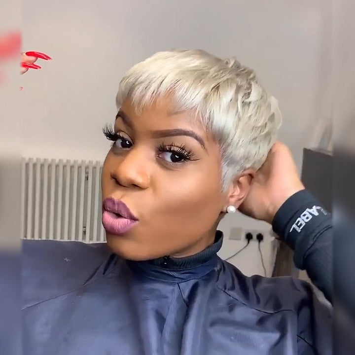 AILUXY Perruque personnalisée avancée Pixie dorée