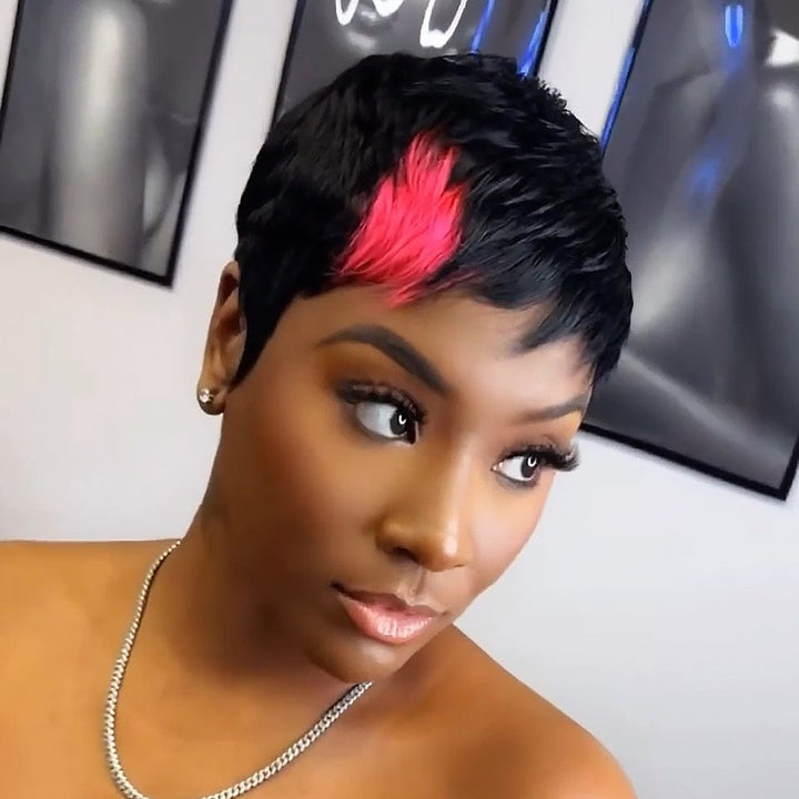 AILUXY Courte Noir Perruque 100% Cheveux Humains comme sur la vidéo