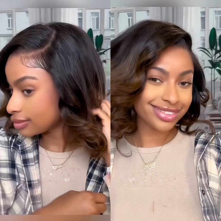 AILUXY Perruque lace 13x4 vente flash Body Wavy 14pouces Cheveux longs avec couleur