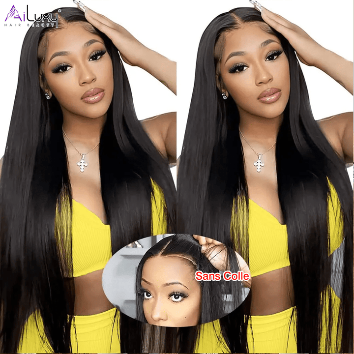 AILUXY 13x6 Lace Frontal Rejoice Perruque 200% densité Vrais Cheveux Humains perruques cheveux naturels de qualité comme sur la vidéo 2 - 3 jours reçus+Un beau cadeau