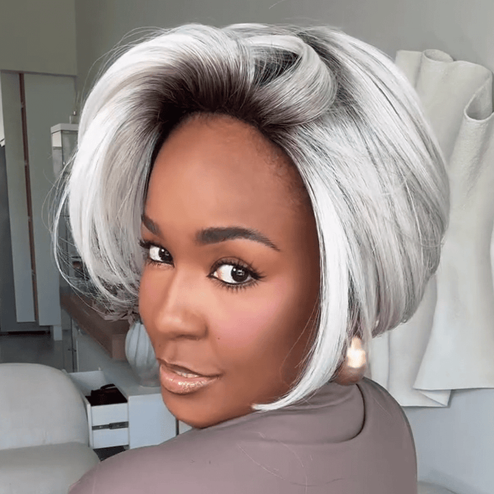 AILUXY Nouvelle Collection Printemps Perruque Blanc courte identique à l'image
