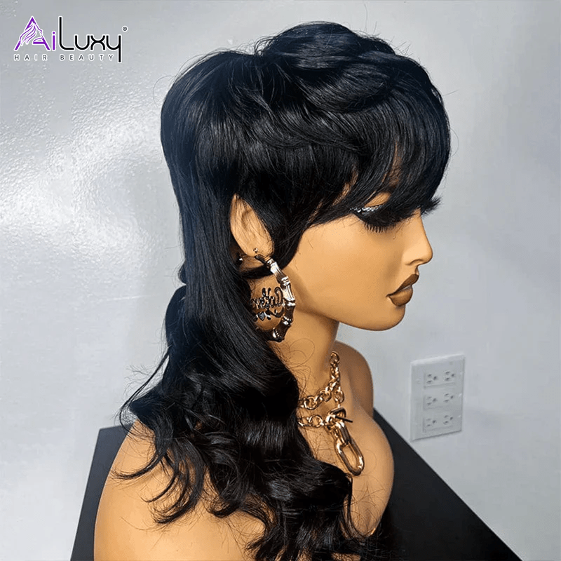 AILUXY Longue 99J Mulet Perruque 100% Cheveux Humains comme sur la vidéo