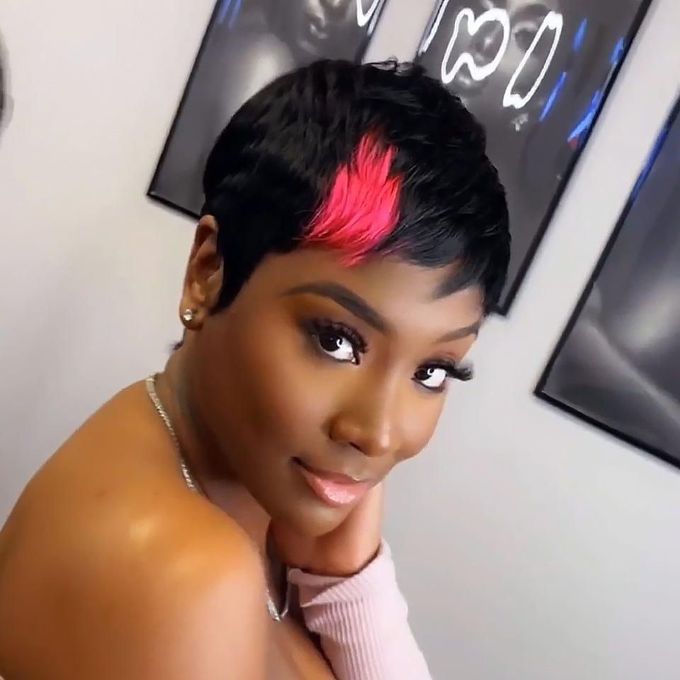 AILUXY Courte Noir Perruque 100% Cheveux Humains comme sur la vidéo