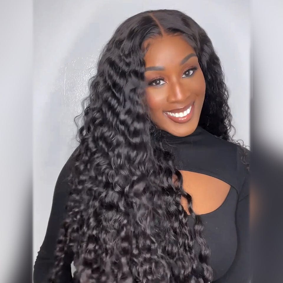 AILUXY 13x4 Lace bouclée Longue Noir Perruque VENTE FLASH