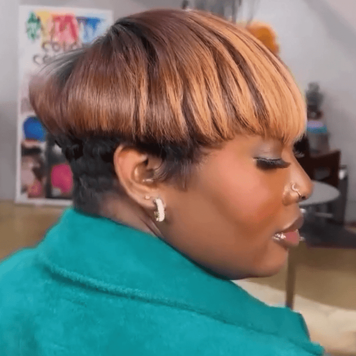 AILUXY TOPPER Perruque Lisse Courte 4/27#