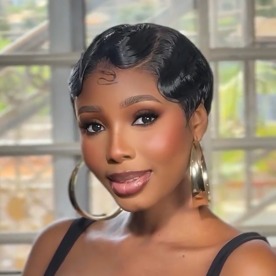 AILUXY Courte Vibrant lowcut Elegance 100% Cheveux Humains Identique à l'image