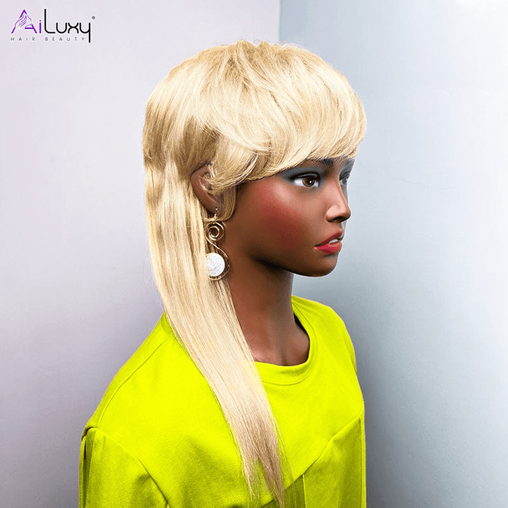 AILUXY Perruque Mullet Blonde Sans Colle