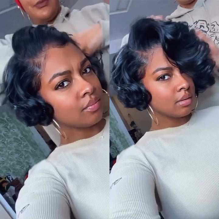 AILUXY 13x4 Lace Bob Perruque 200% densité 100% cheveux humains comme sur la vidéo 2 - 3 jours reçus+Un beau cadeau