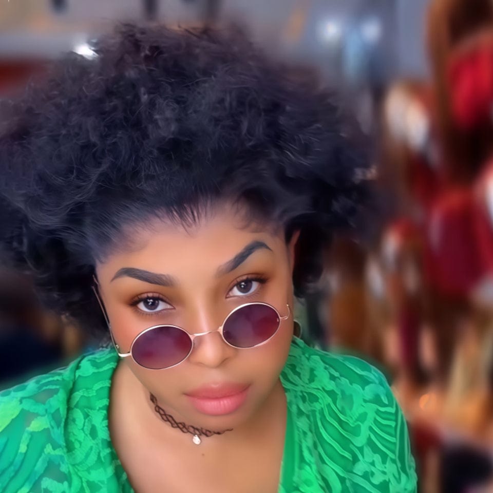 Perruque afro-africaine en dentelle frontale, cheveux naturels, pelucheux, bouclés, chenille, couverture de cheveux courts