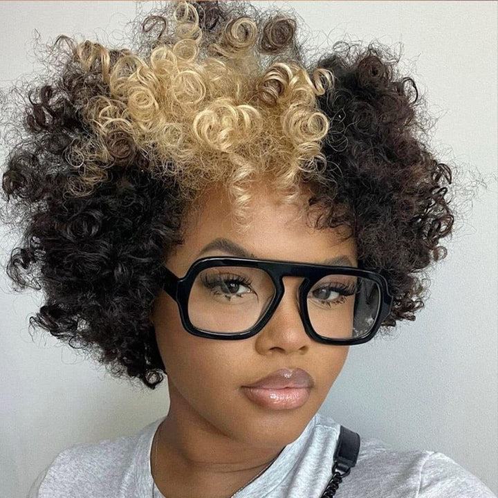 AILUXY Perruque courts personnalisés lace pas de dentelle frontale