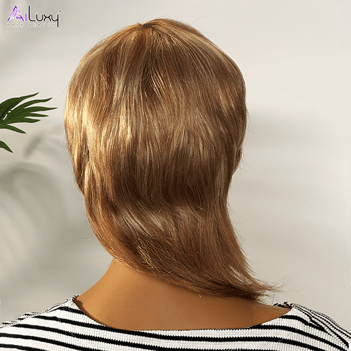 AILUXY Perruque Mullet Glueless Élégante Blond et Brun
