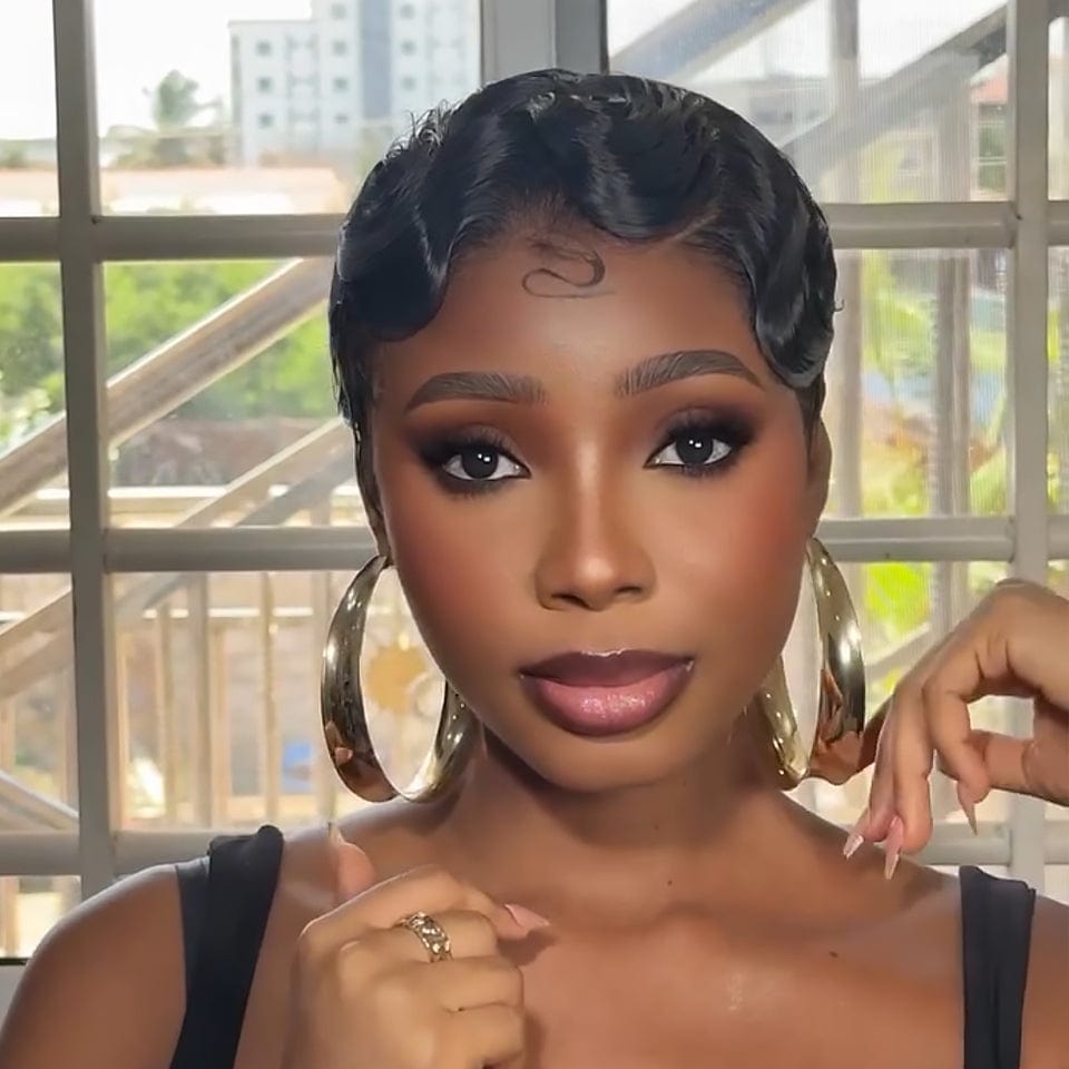 AILUXY Courte Vibrant lowcut Elegance 100% Cheveux Humains Identique à l'image