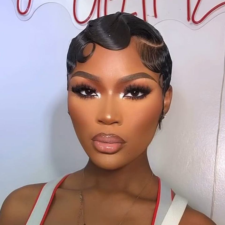 AILUXY Courte Vibrant lowcut Elegance 100% Cheveux Humains Identique à l'image