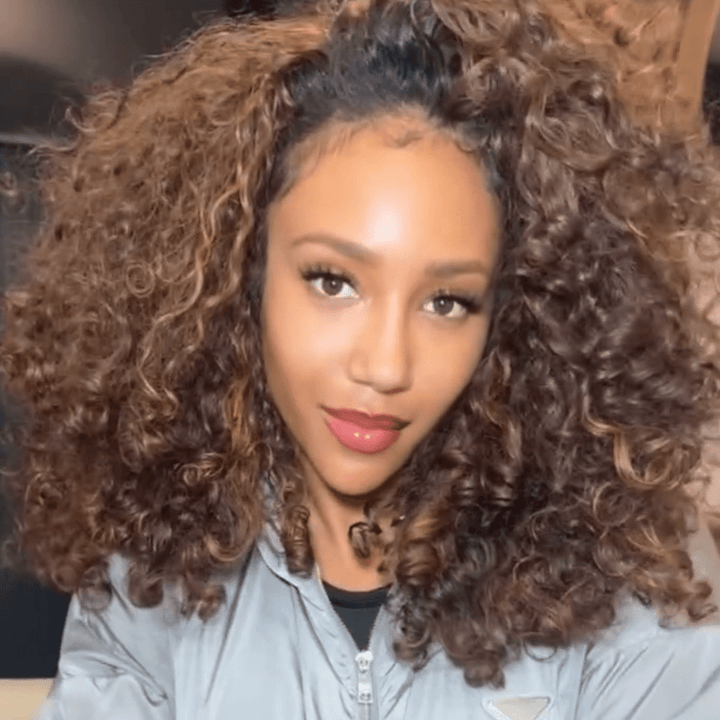 AILUXY Perruques 13x4 lace perruque courte bouclée bob texturées L’Allure Noble des Perruques Longues