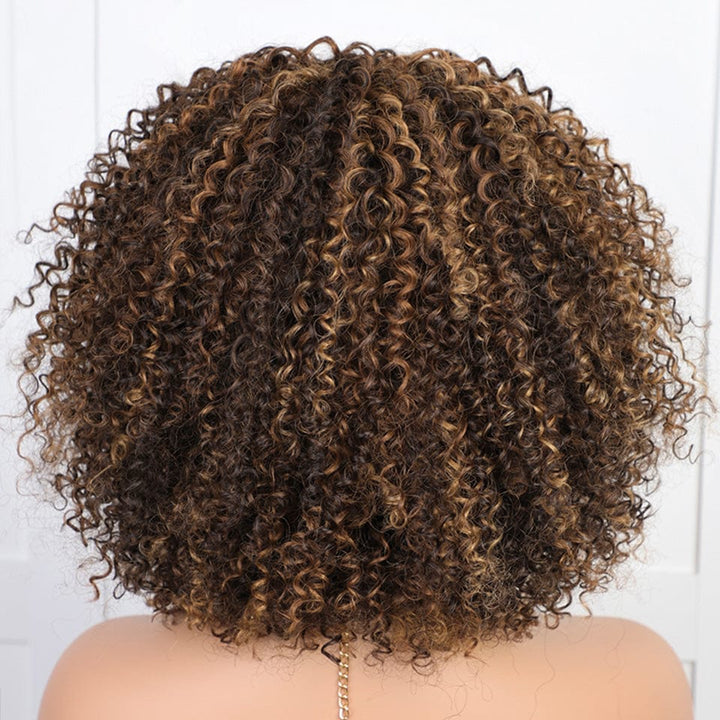 AILUXYhair Curly P4-27 Courte Perruque 100% Cheveux Humains 200% densité 100% cheveux humains