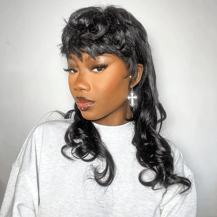 AILUXY Perruque Style Mullet Glueless et Confortable 16pouces