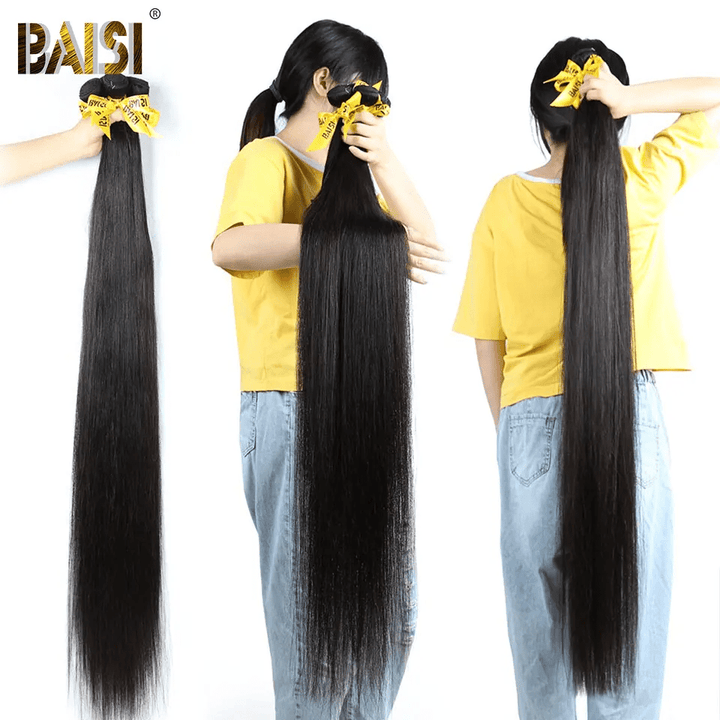 AILUXY Tissage Lisse Noir 4 Paquets 100% Cheveux Humains